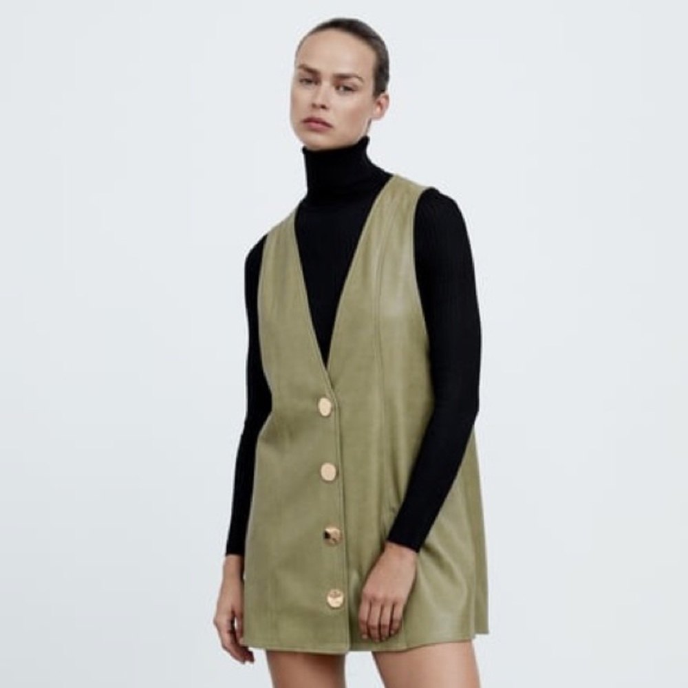 NWT Zara Faux Leather Pinafore Skirt